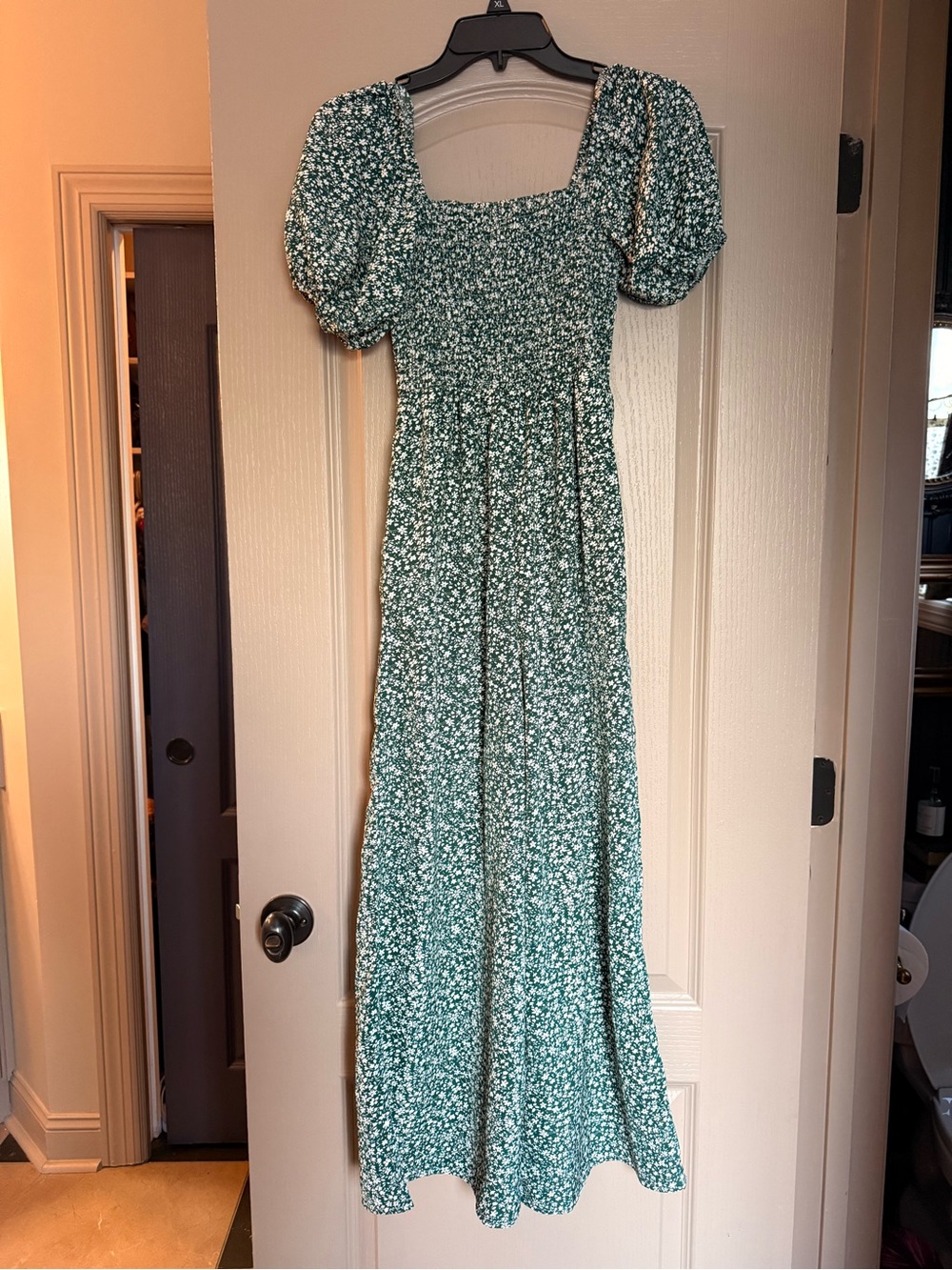 Green Floral Puff-Sleeve romper